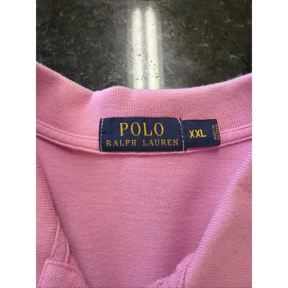 Vintage Y2K Men's Ralph Lauren Polo Shirt Sz XXL Pullover Pink w/blue Horse‎ 2XL